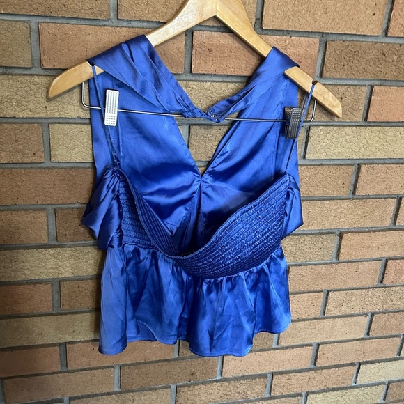 French Connection Inu Satin Smocked Halter Top Pastel Women’s Size XL NWOT - Picture 4 of 6